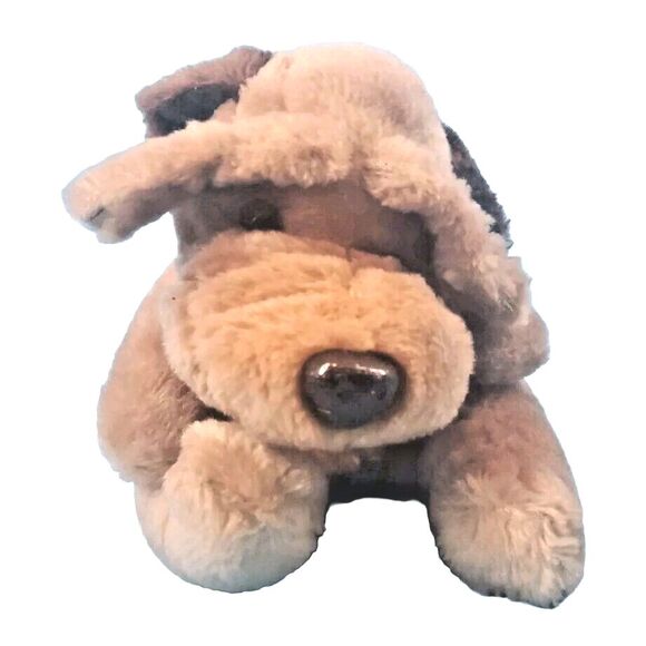 Plush Dog Raffoler 1986  Brown Puppy  Wrinkles Droopy 8"  Stuffed Animal Vintage - Picture 1 of 8